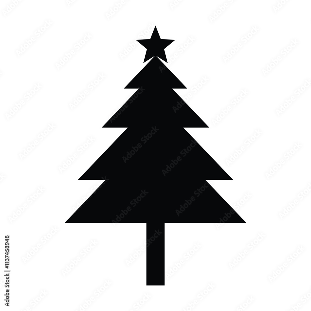 christmas tree star vector icon symbol christmas tree star vector icon symbol