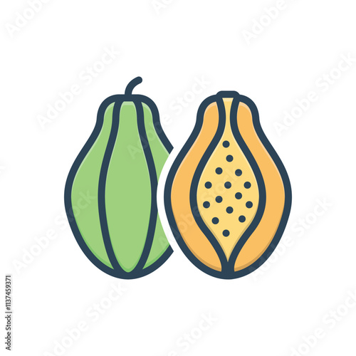 Color illustration icon for papaya