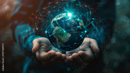 hand holding a globe