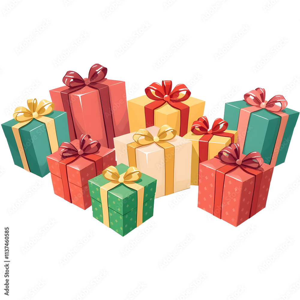 Fototapeta premium Christmas gifts illustration. png isolated background. transparent background.