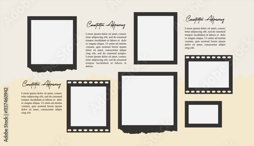 Pictures or photos frame collage layout abstract photo frames and digital photo wall template