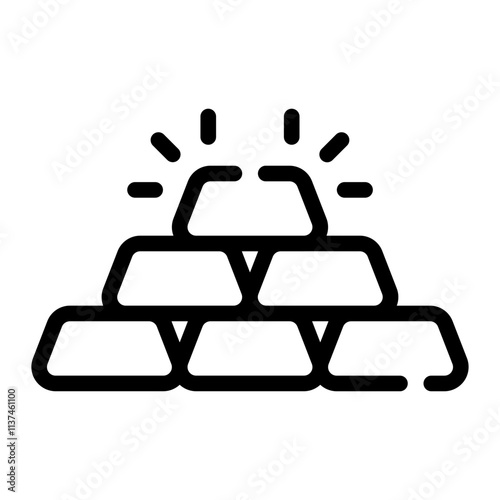 gold ingots Line Icon