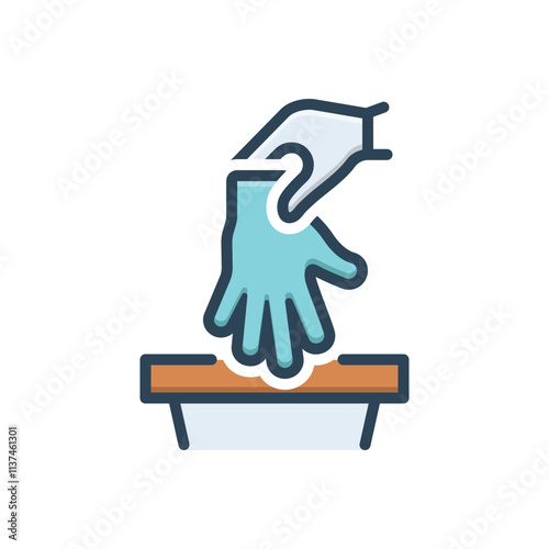 Color illustration icon for discard used gloves
