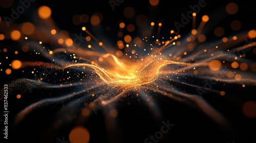 A black background with orange and yellow dots. Generative AI