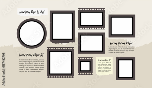 Pictures or photos frame collage layout abstract photo frames and digital photo wall template