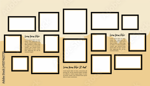 Pictures or photos frame collage layout abstract photo frames and digital photo wall template