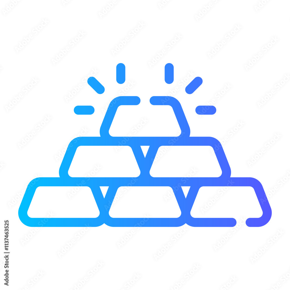 gold ingots Line Gradient Icon gold ingots Line Gradient Icon
