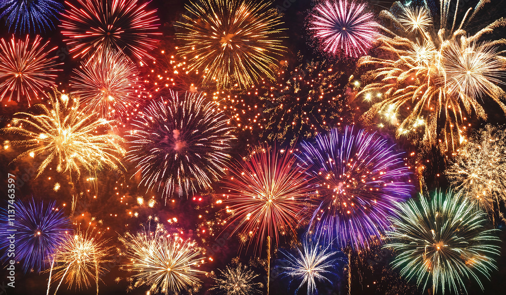 Fototapeta premium colorful fireworks lit up the sky