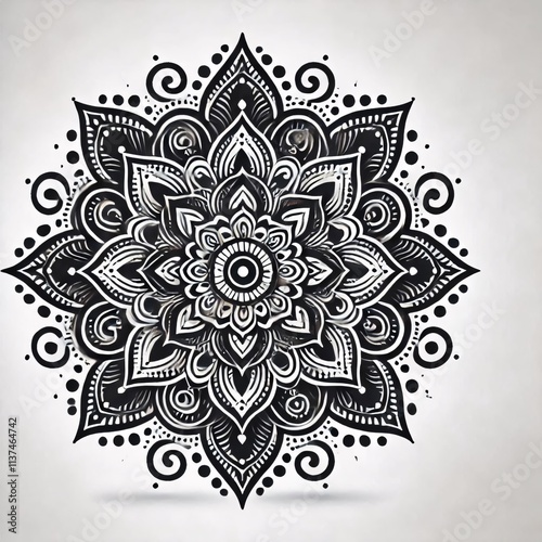 Black mandala isolated on white