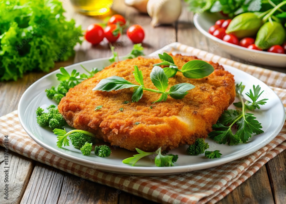 Delicious Crispy Fork Cutlet Plate - Restaurant Food Photography Delicious Crispy Fork Cutlet Plate - Restaurant Food Photography