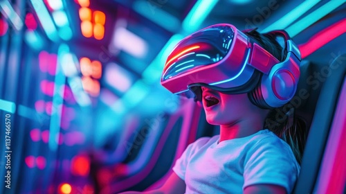 Wallpaper Mural Digital theme park ride with VR enhancements, thrilling virtual attractions and dynamic movement Torontodigital.ca