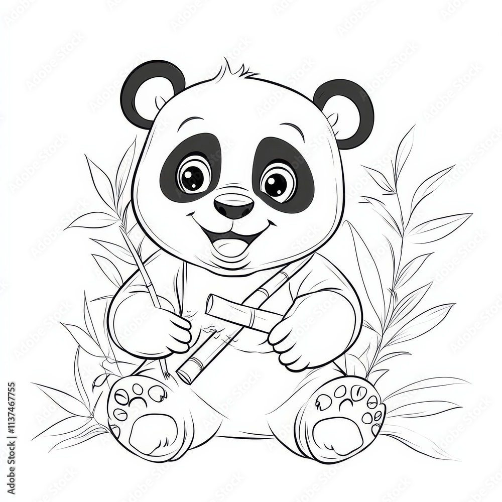 Adorable Panda Cub with Bamboo Adorable Panda Cub with Bamboo