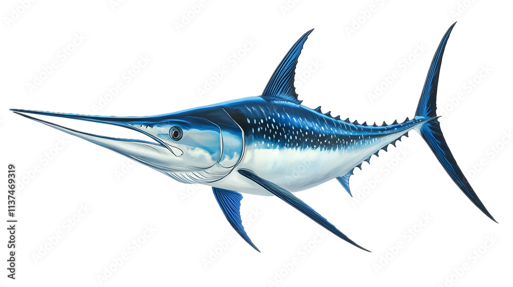 blue marlin fish isolated on white background blue marlin fish isolated on white background