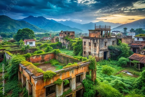 Dien Bien Phu Ruins: Urban Exploration Photography, Northern Vietnam, Abandoned Buildings, War Remnants, Historical Sites, French Indochina photo