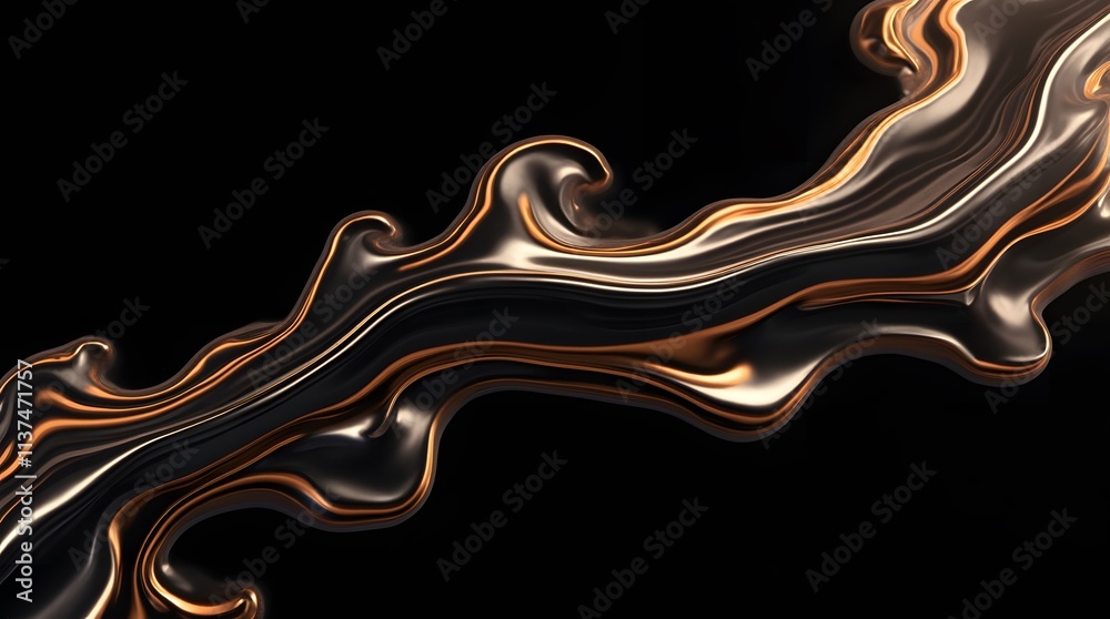 Abstract Gold and Black Liquid Flowing Design Abstract Gold and Black Liquid Flowing Design
