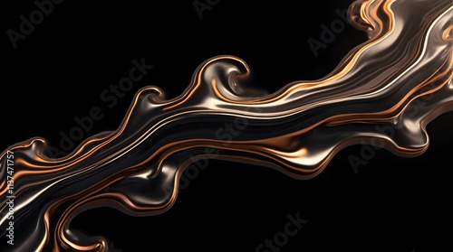 Wallpaper Mural Abstract Gold and Black Liquid Flowing Design Torontodigital.ca