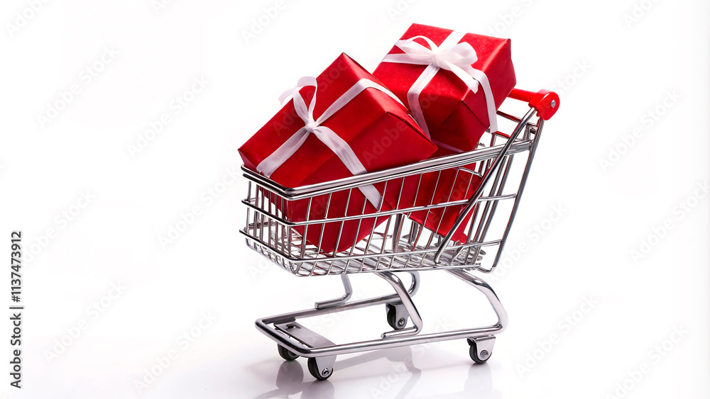 shopping cart with gifts shopping cart with gifts