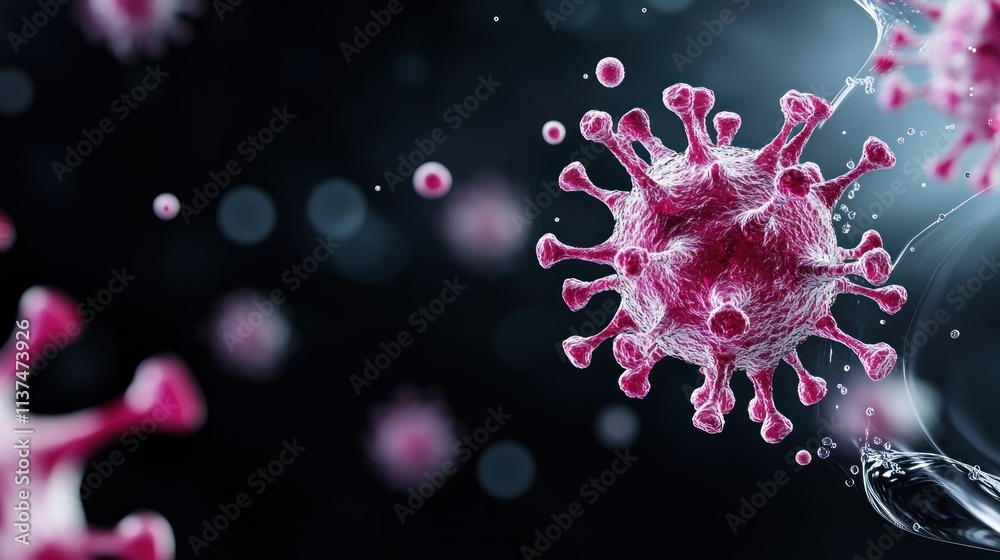 Obraz premium Close-up of a virus illustration on a dark background.