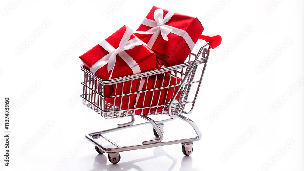shopping cart with gift boxes