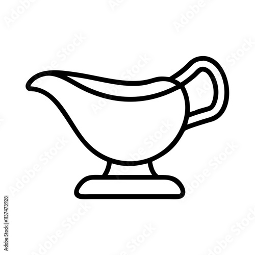 gravy boat icon, mental health day line art, mental health day icon - simple black line art icon of gravy boat, for mental health day celebrations. mental health day vector art.