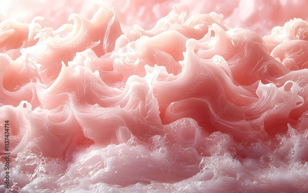 A beautiful abstract representation of soft, swirling waves resembling pink foam, creating a serene, calming atmosphere with fluid textures and gentle gradients. A beautiful abstract representation of soft, swirling waves resembling pink foam, creating a serene, calming atmosphere with fluid textures and gentle gradients.