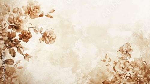 A soft floral background featuring beige and brown rose, ideal for invitations or stationery.