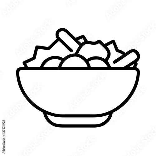 bowl of stuffing icon, thanksgiving line art, thanksgiving icon - simple black line art icon of bowl of stuffing, for thanksgiving celebrations. thanksgiving vector art.