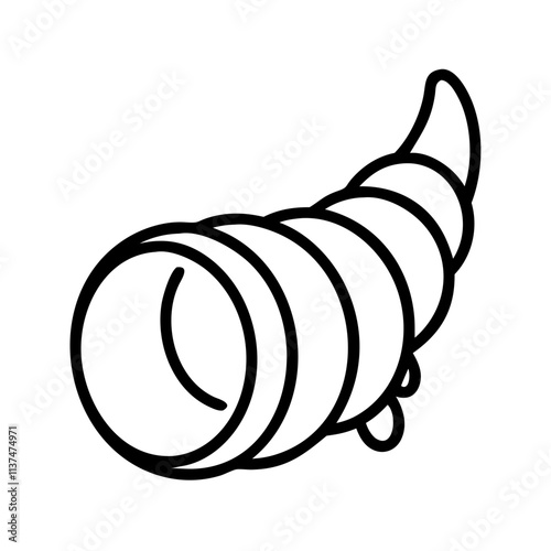 cornucopia horn of plenty icon, thanksgiving line art, thanksgiving icon - simple black line art icon of cornucopia horn of plenty, for thanksgiving celebrations. thanksgiving vector art.