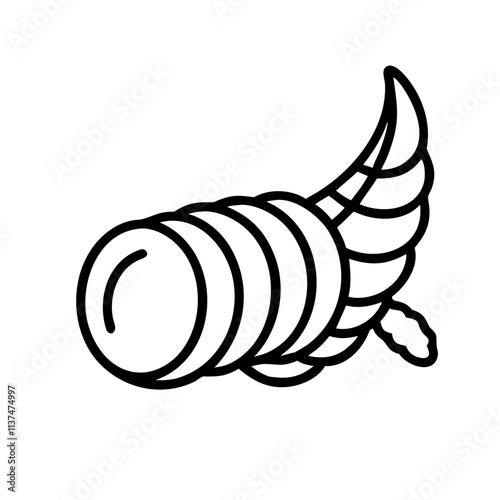 cornucopia horn of plenty icon, thanksgiving line art, thanksgiving icon - simple black line art icon of cornucopia horn of plenty, for thanksgiving celebrations. thanksgiving vector art.