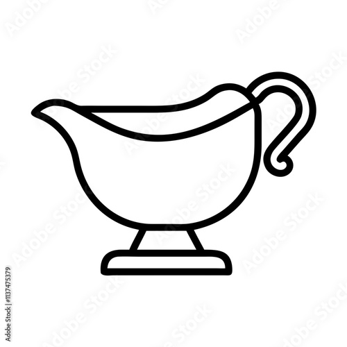 gravy boat icon, mental health day line art, mental health day icon - simple black line art icon of gravy boat, for mental health day celebrations. mental health day vector art.