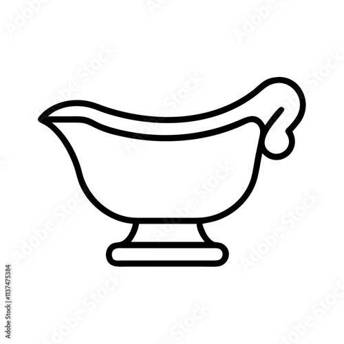 gravy boat icon, mental health day line art, mental health day icon - simple black line art icon of gravy boat, for mental health day celebrations. mental health day vector art.