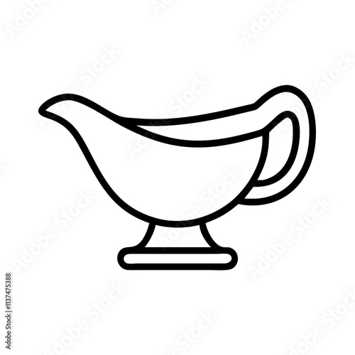 gravy boat icon, mental health day line art, mental health day icon - simple black line art icon of gravy boat, for mental health day celebrations. mental health day vector art.