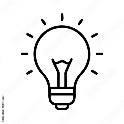 light bulb for ideas icon, boss’s Day line art, boss’s icon - simple black line art icon of light bulb for ideas, symbolizing boss’s Day celebrations. boss day vector art.