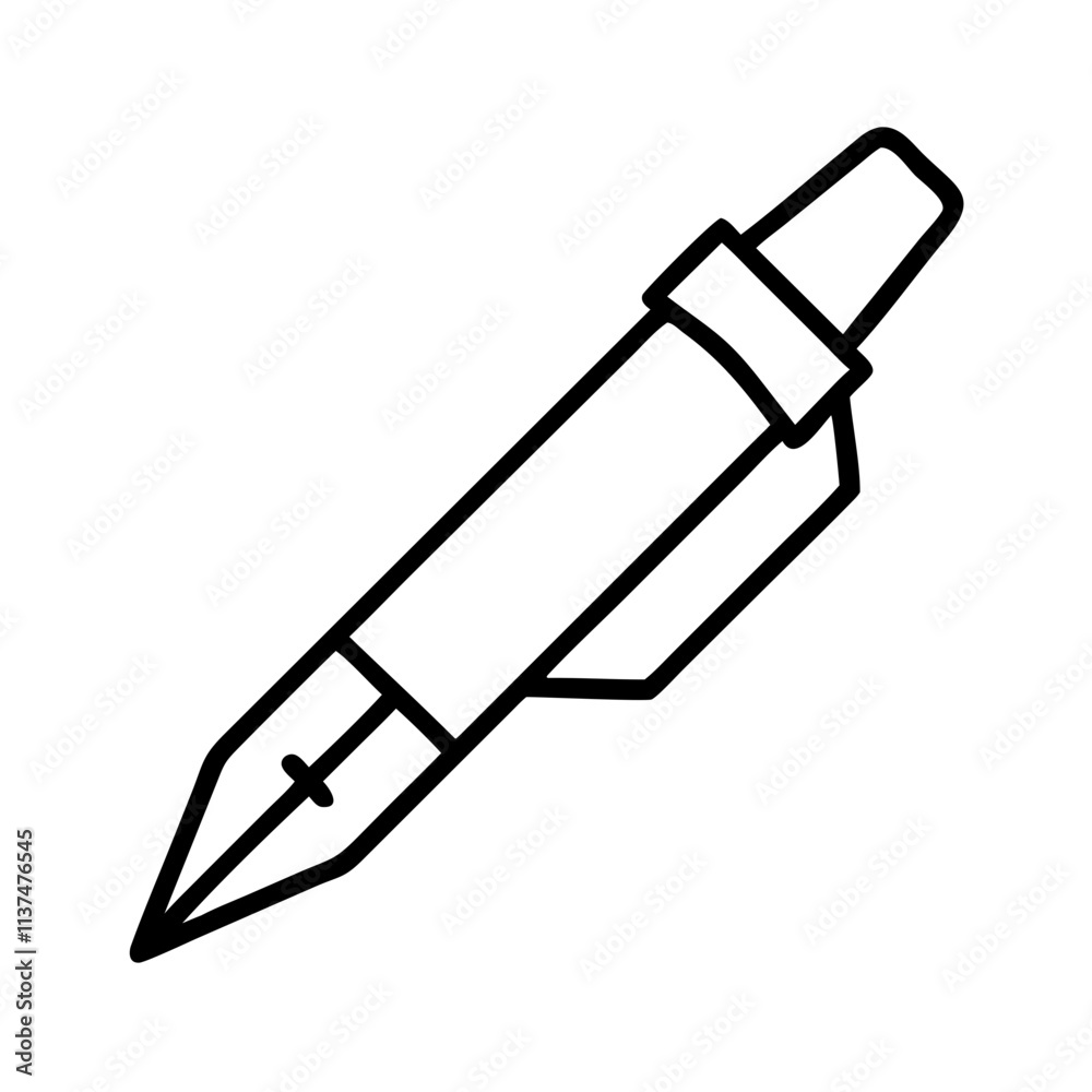 Fototapeta premium boss s favorite pen icon, boss’s Day line art, boss’s icon - simple black line art icon of boss s favorite pen, symbolizing boss’s Day celebrations. boss day vector art.