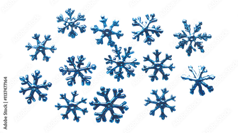 Fototapeta premium Blue snowflakes on a transparent background. isolated background.
