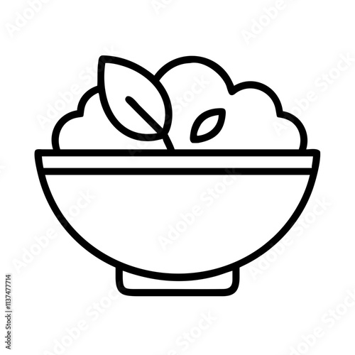 vegan meal bowl icon, vegan day line art, vegan day icon - simple black line art icon of vegan meal bowl, for vegan day celebrations. vegan day vector art.