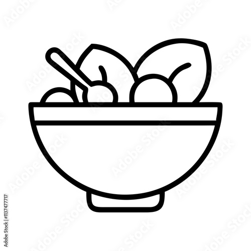 vegan meal bowl icon, vegan day line art, vegan day icon - simple black line art icon of vegan meal bowl, for vegan day celebrations. vegan day vector art.