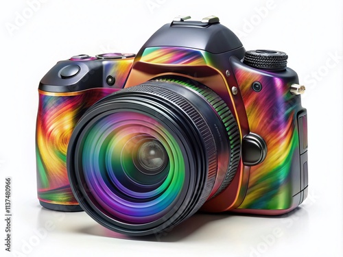 DSLR Camera Body 50mm Lens High Resolution Image Isolated Background Product Photography photo