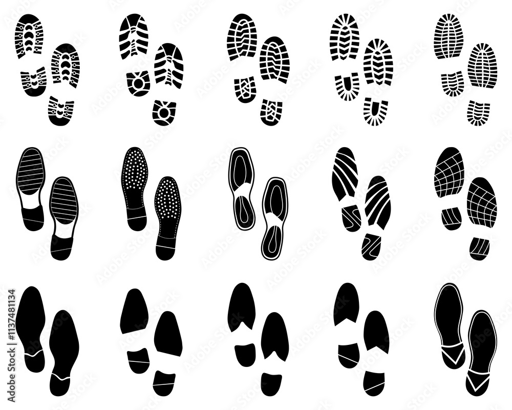 Black prints of shoes on a white background Black prints of shoes on a white background