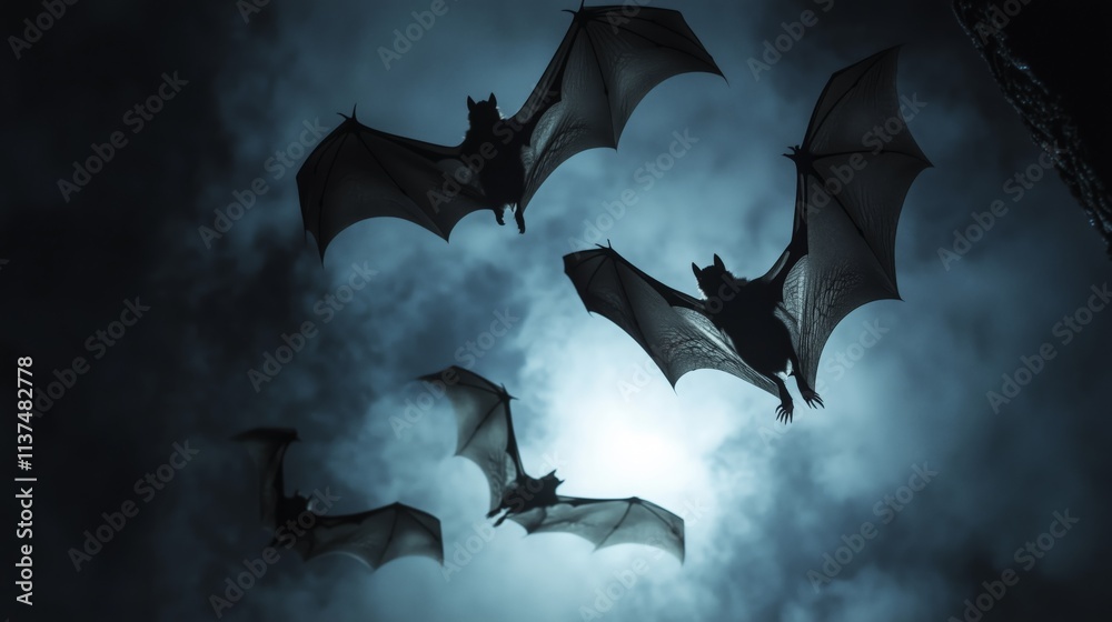 Fototapeta premium scary bats flying at night