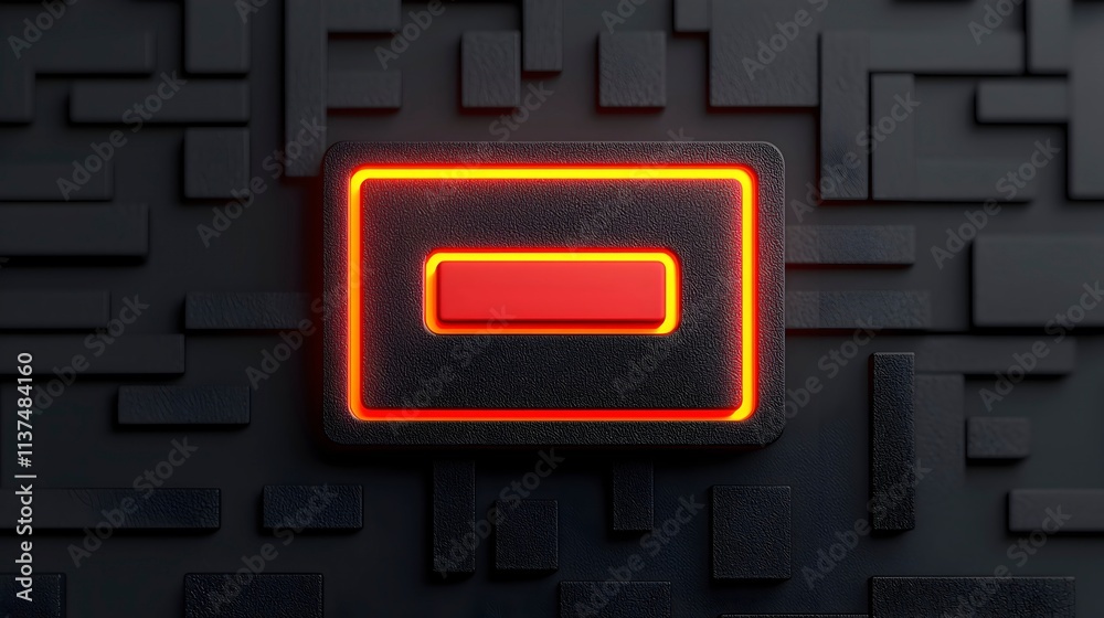 Naklejka premium Abstract Design with Neon Red Rectangle on Dark Background