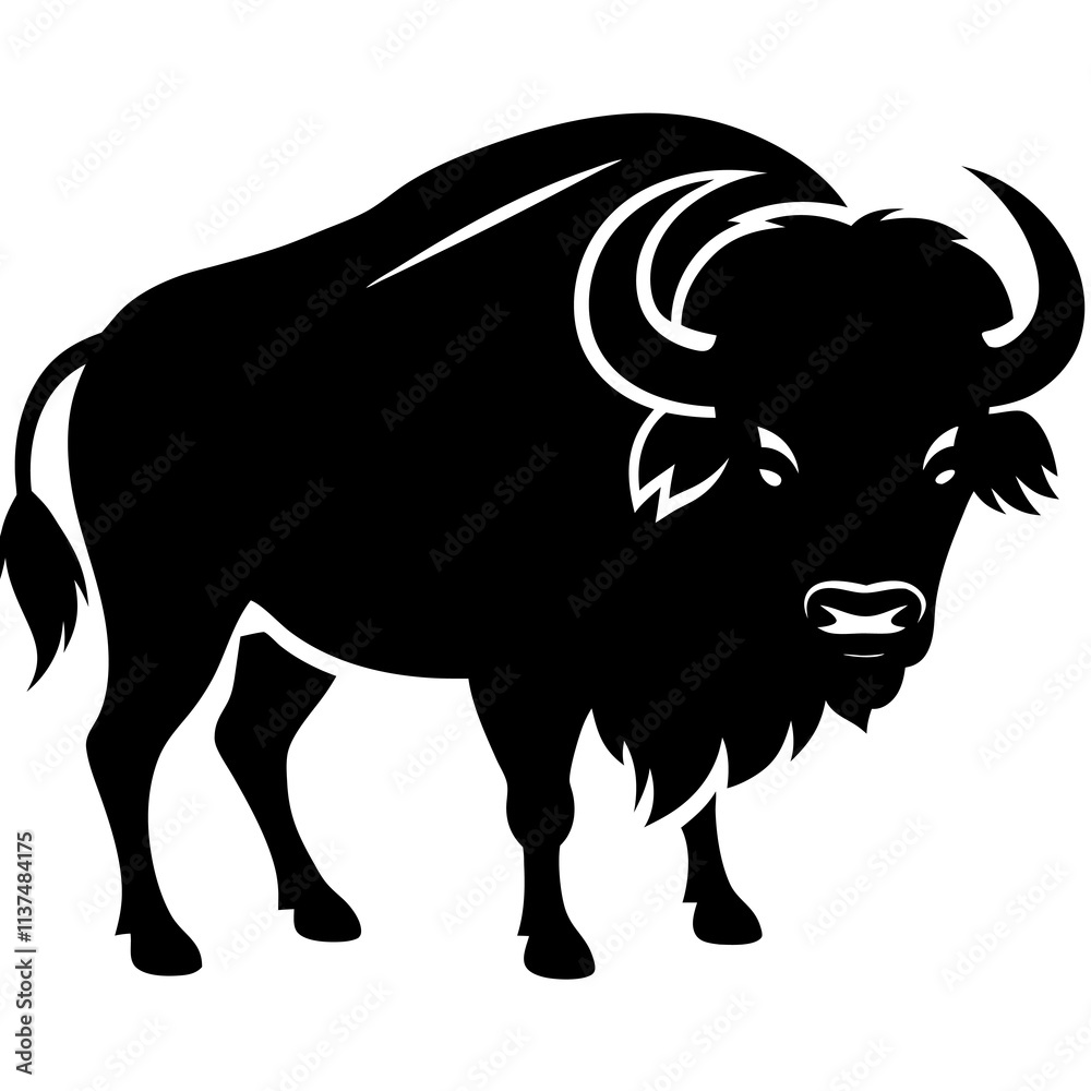 Bison mascot logo vector silhouette Bison mascot logo vector silhouette