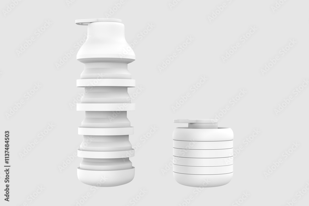 Obraz premium Sports Bottle Water Reusable Silicone Collapsible Water Bottles. 3d illustration