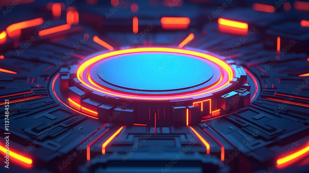 Fototapeta premium Futuristic Abstract Design with Bright Neon Lights