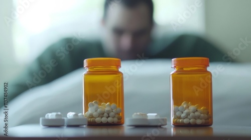 Medication misuse awareness home setting health crisis intimate environment close-up view addiction education