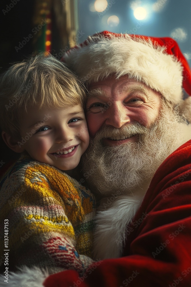 Cheerful xmas, Ñute child boy thrilled with santa claus. Christmas digital ads concept art snapshot for advertisement and web marketing use. Santa ad baby happy. Santa toddler christmas ad. Cheerful xmas, Ñute child boy thrilled with santa claus. Christmas digital ads concept art snapshot for advertisement and web marketing use. Santa ad baby happy. Santa toddler christmas ad.