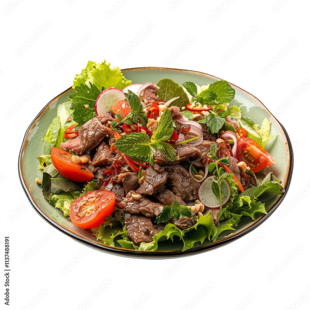 Mouth Watering Thai Beef Salad Isolated On Transparent Background
Mouth Watering Thai Beef Salad Isolated On Transparent Background