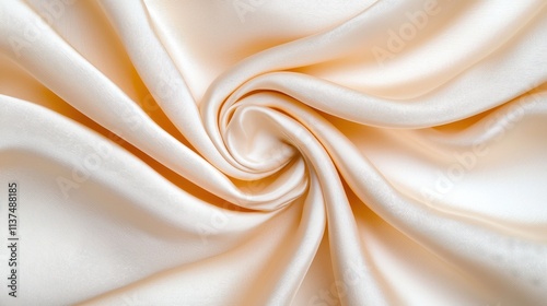 Silky, light-colored fabric with a swirling pattern.