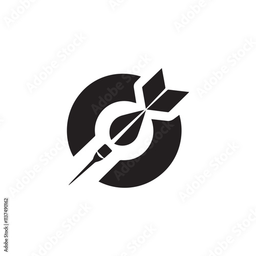 Vintage style throwing dart in vector silhouette