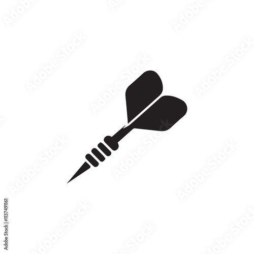 Vintage style throwing dart in vector silhouette